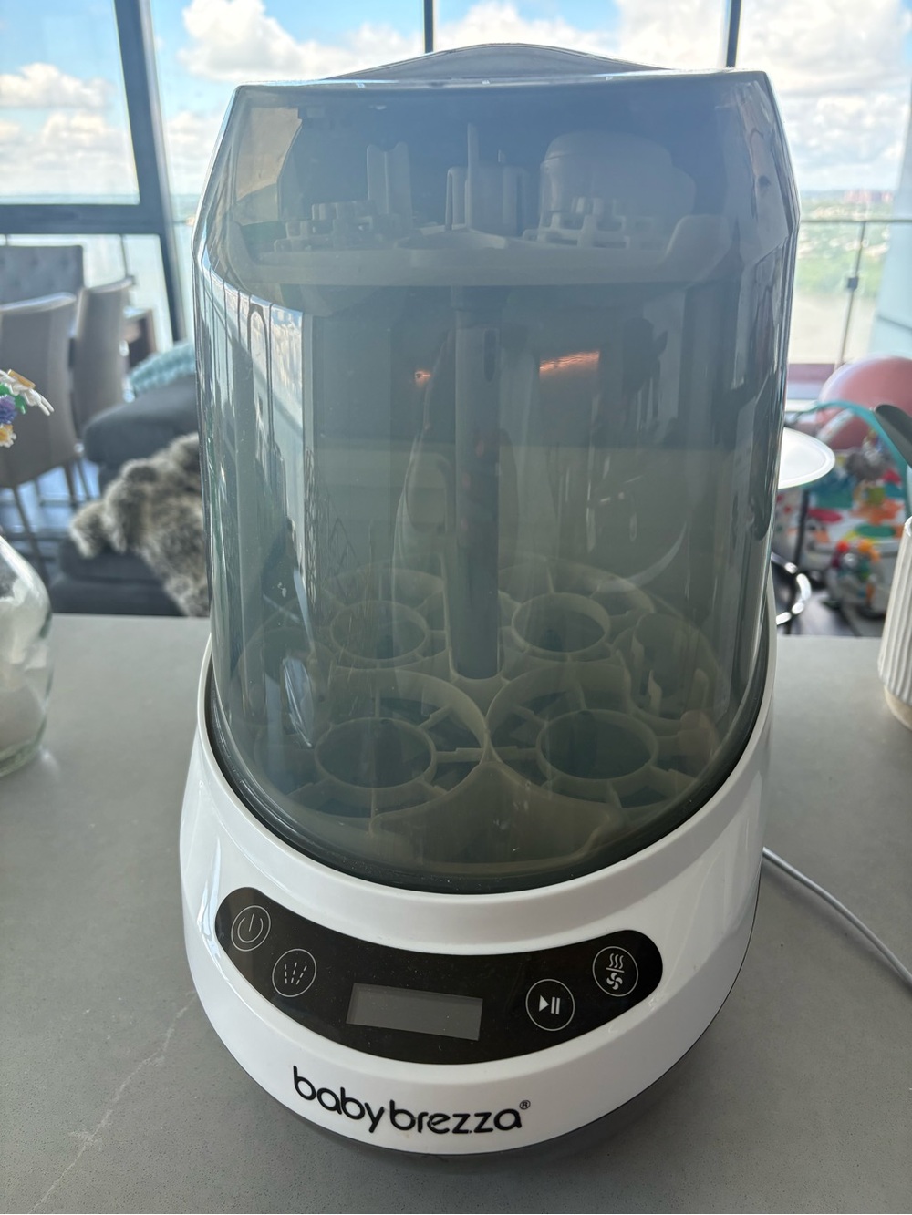 Baby Brezza Pro Bottle washer, Sterilizer & Dryer in White with Smoky Lid